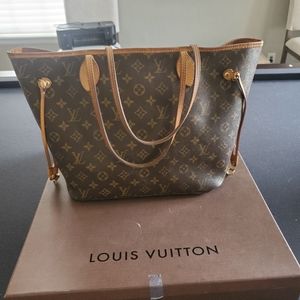 AUTHENTIC NEVERFULL MN MONOGRAM CANVAS LOUIS VUITTON TOTE BAG